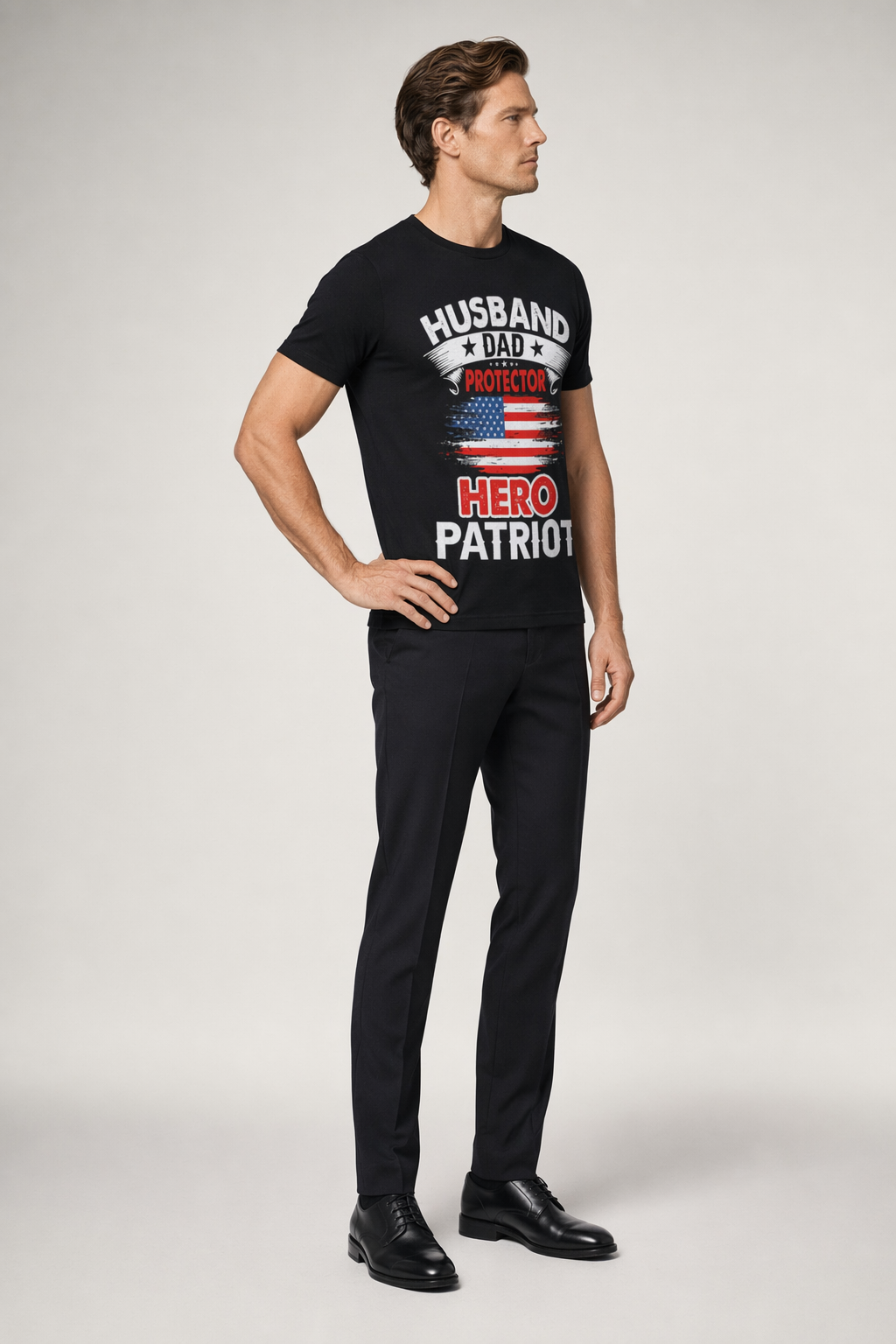 Short Sleeve Tee for the Patriotic Husband and Father Black