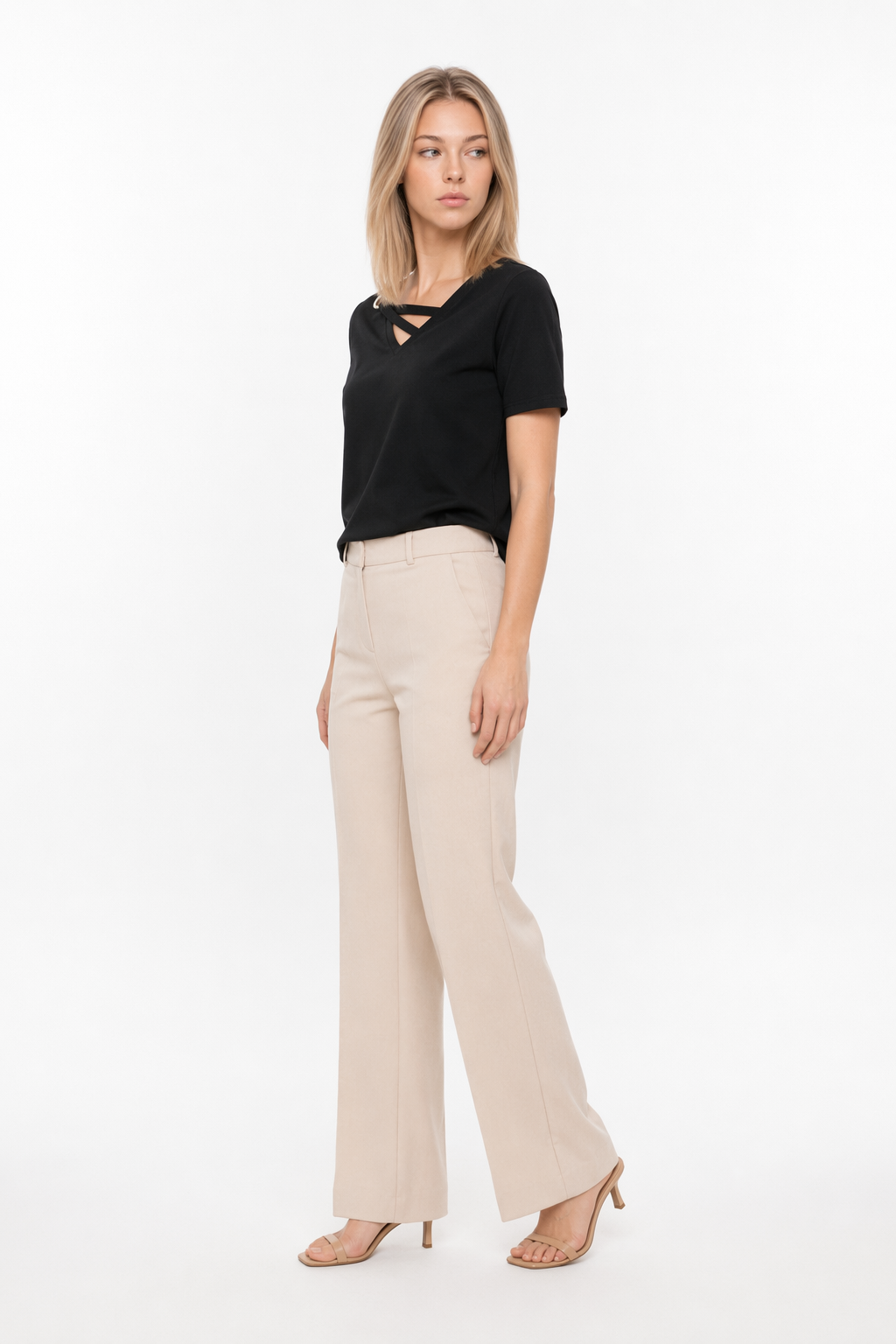 Korean V-Neck Women's Summer Blouse Black
