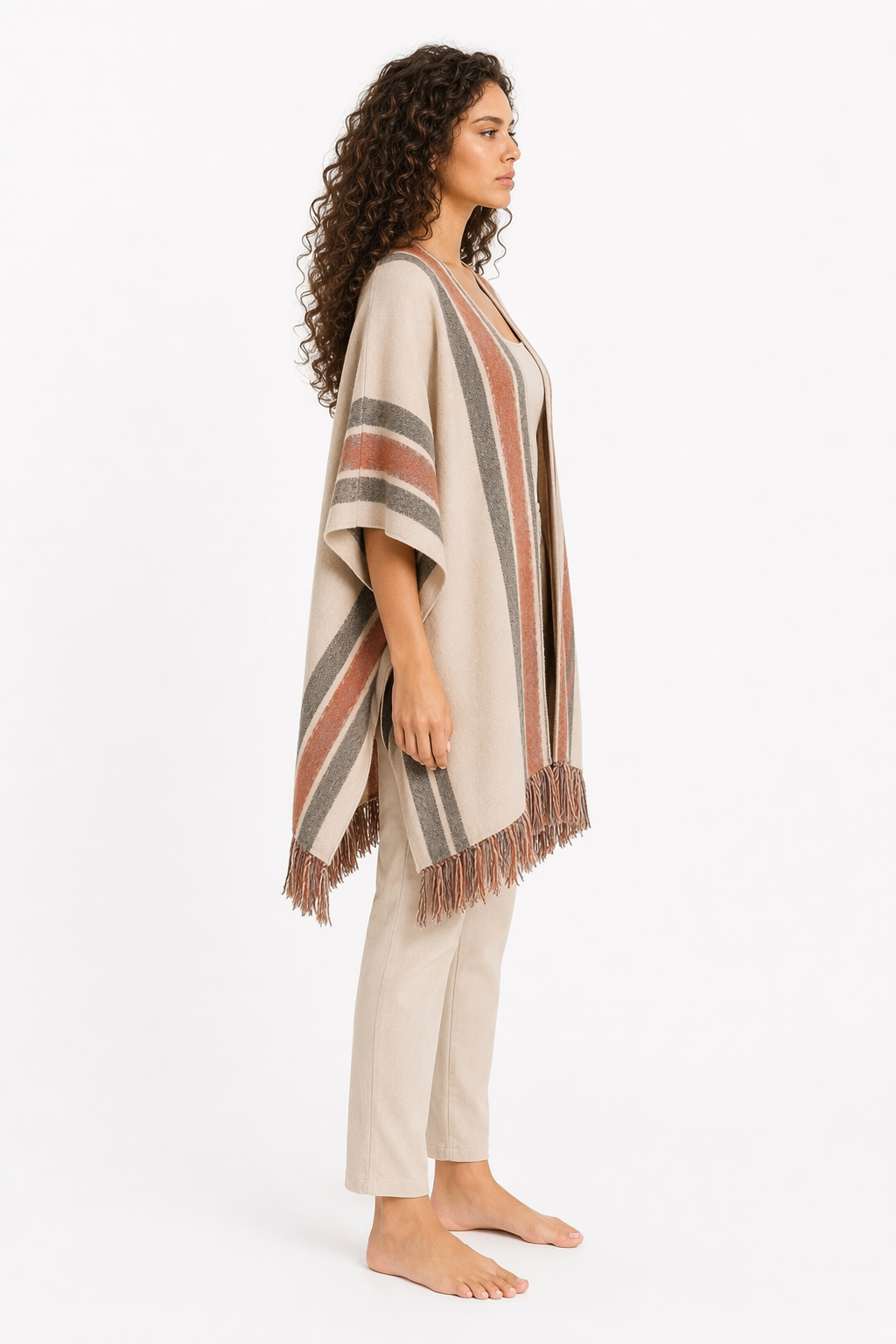 Ladies' Loose Fit Open Front Batwing Shawl Default