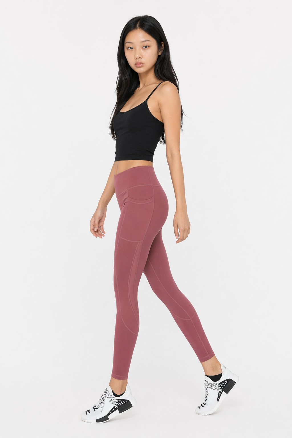 Athletic Legging for Women with Convenient Side Pockets Red