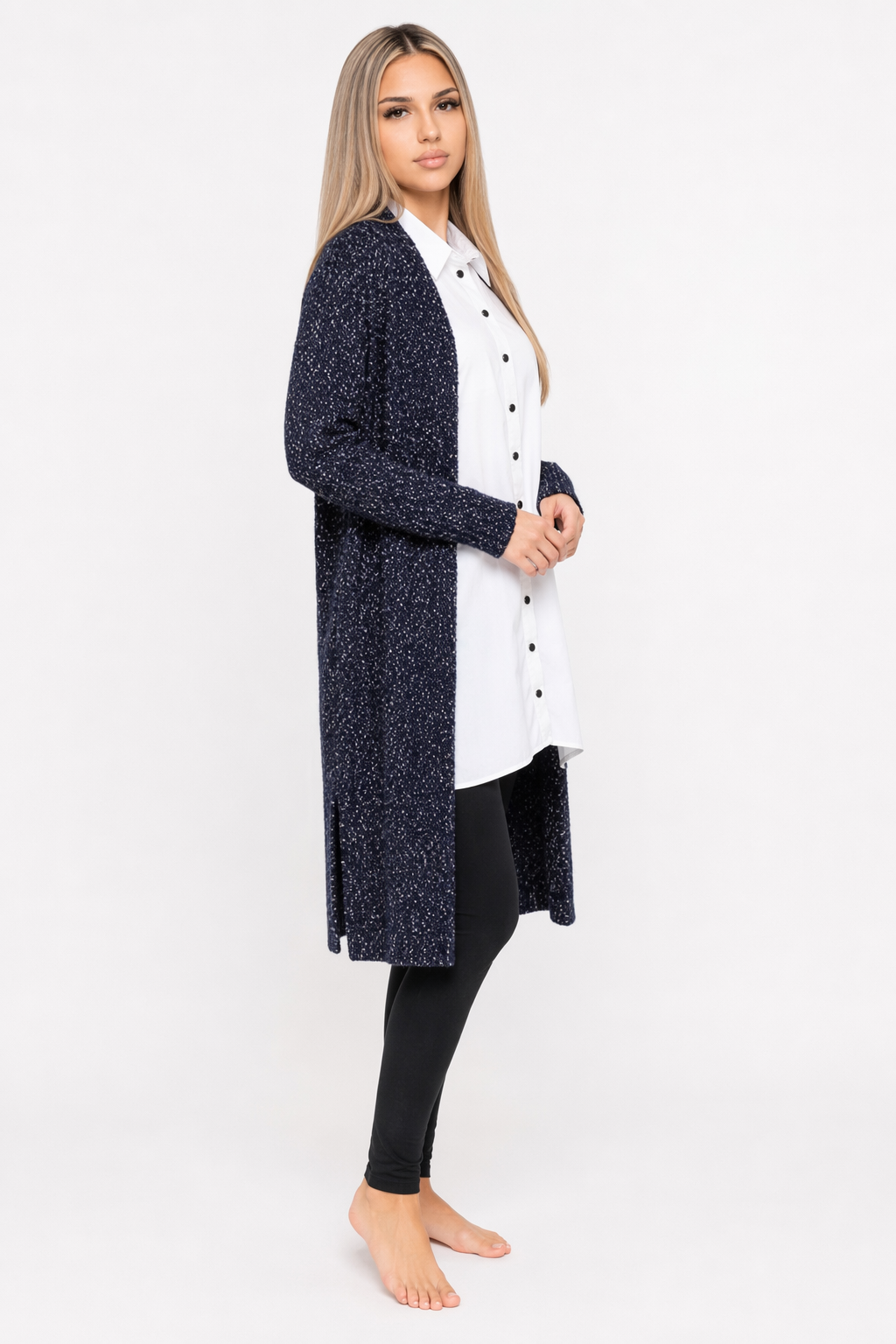 Navy Cardigan for Women - Mid-Length Stylish Outerwear Default