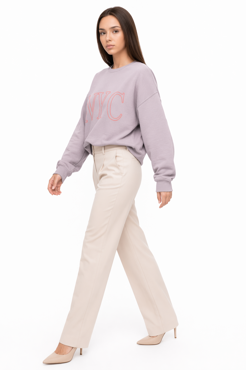 Pink Crewneck Sweatshirt for Women in New York City Default