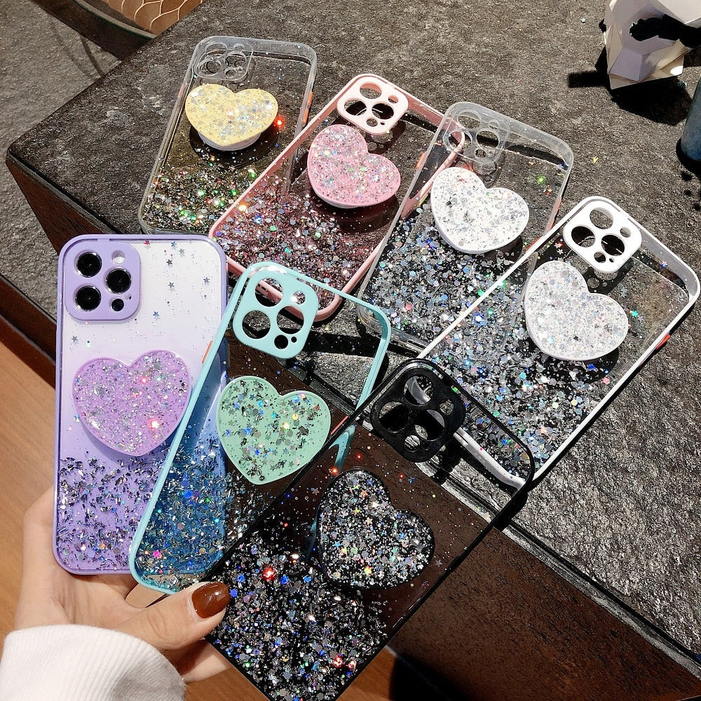Love Stand iPhone Case with Shimmering Sequins