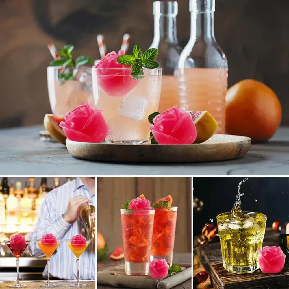 Rose-Shaped Ice Mold with 9 Grids