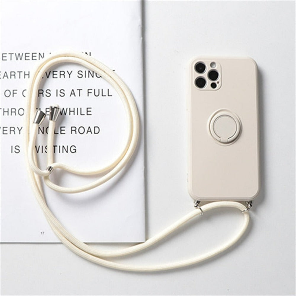 Rope Ring Crossbody Phone Case with Stand for iPhone - A Hands-free Solution