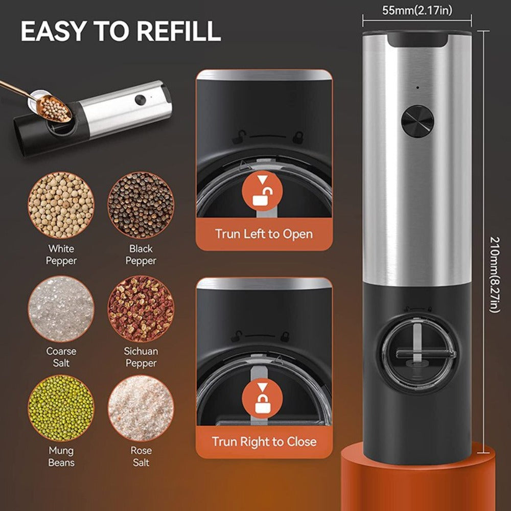 Electric Salt Mill Set with 2 Bottles