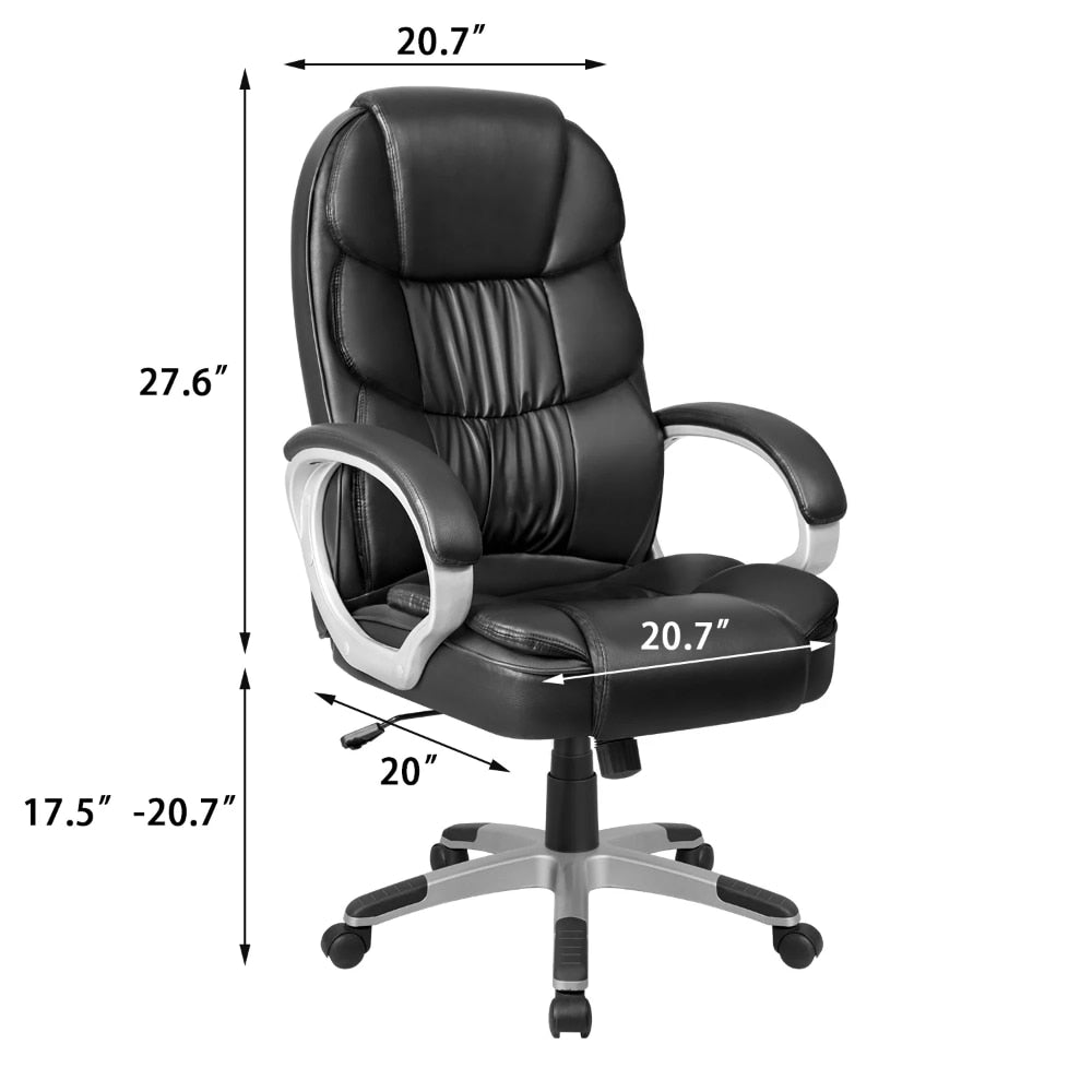 High Back Faux Leather Executive Office Chair in Black