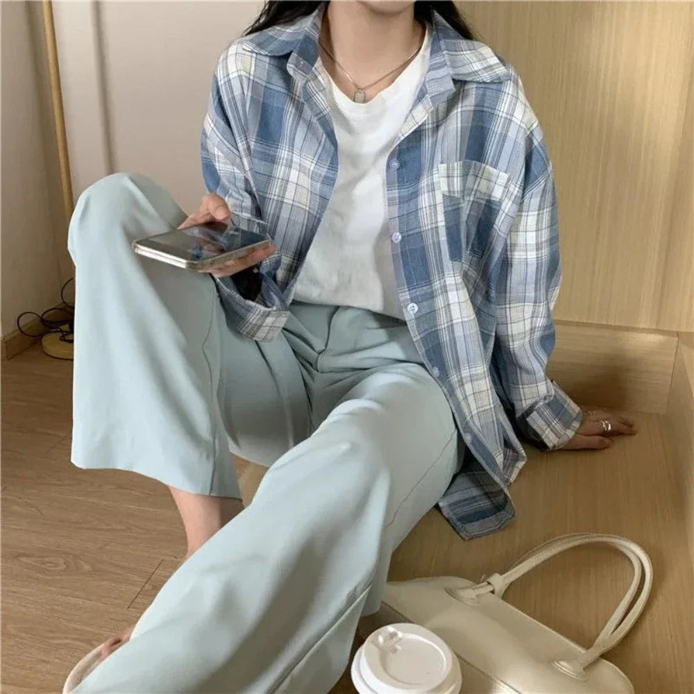 Plaid Long Sleeve Shirt for Women