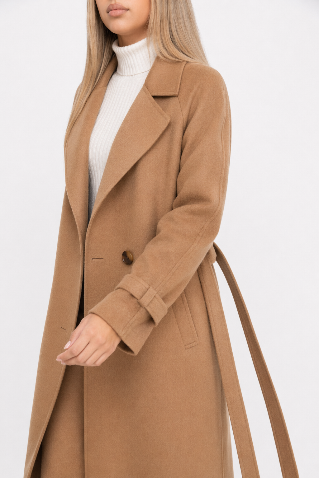 Long Belted Women's Coat Camel
