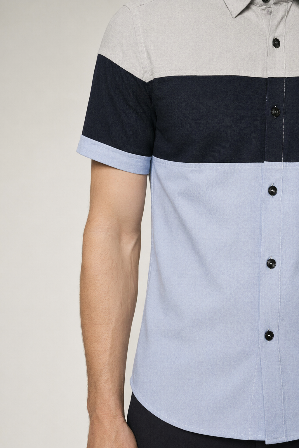 Color-Blocked Shirt for Men Blue