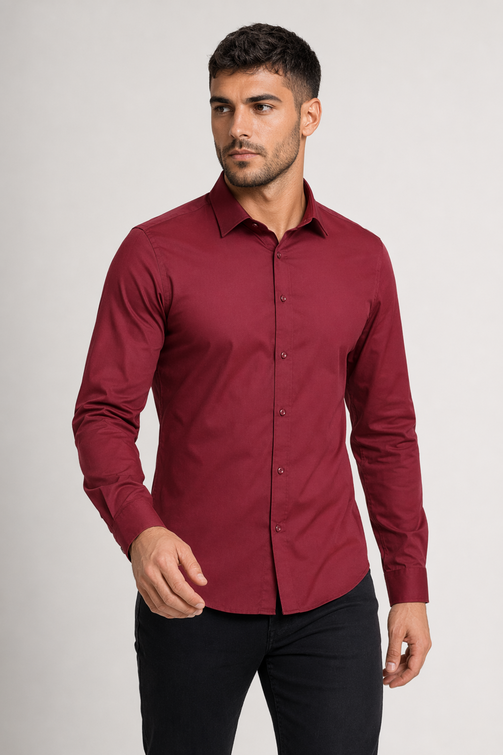 Wrinkle-Free Oxford Shirt for Men with Button Down Design Red