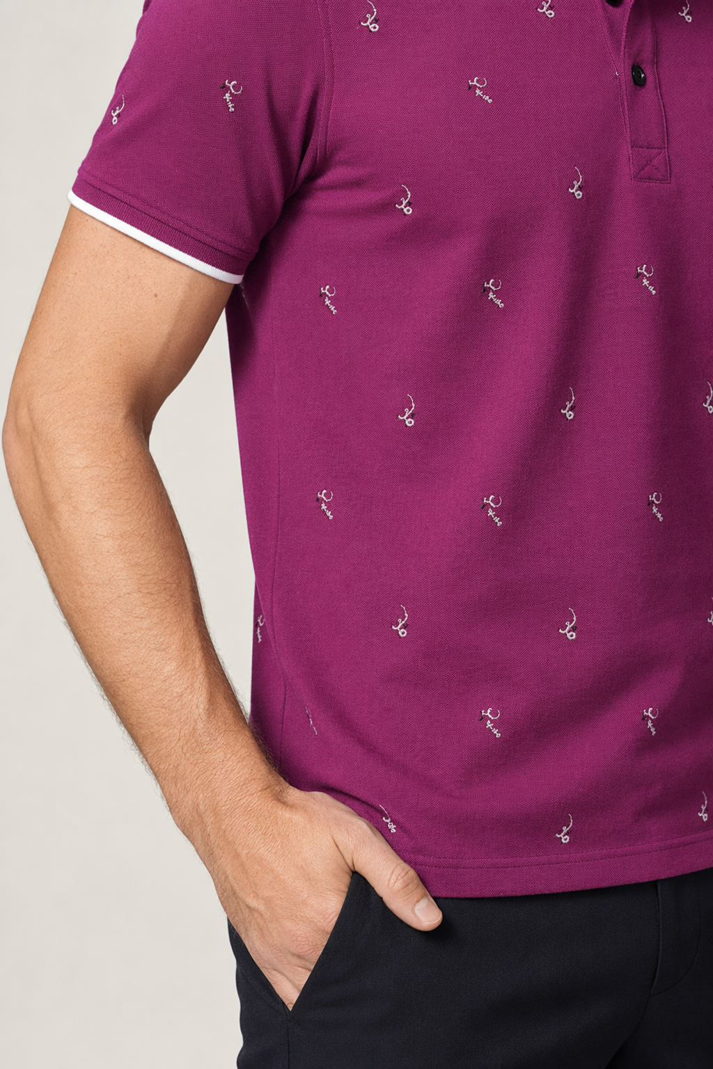 Short-Sleeve Printed Polo for Men Purple