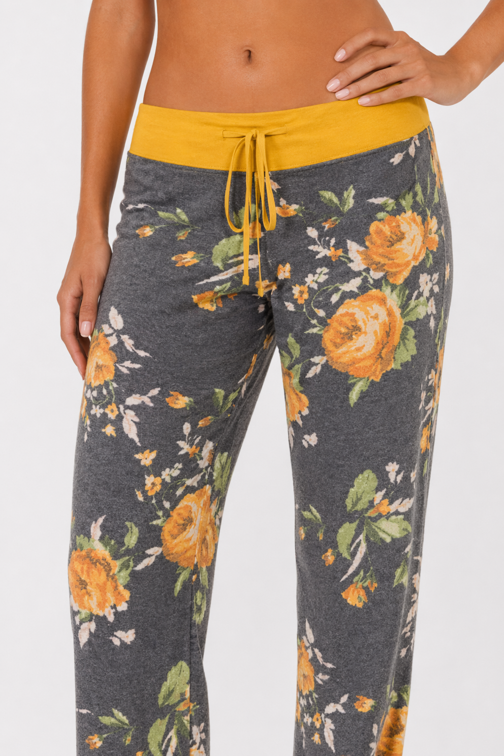Flexible Women's Casual Trousers Yellow