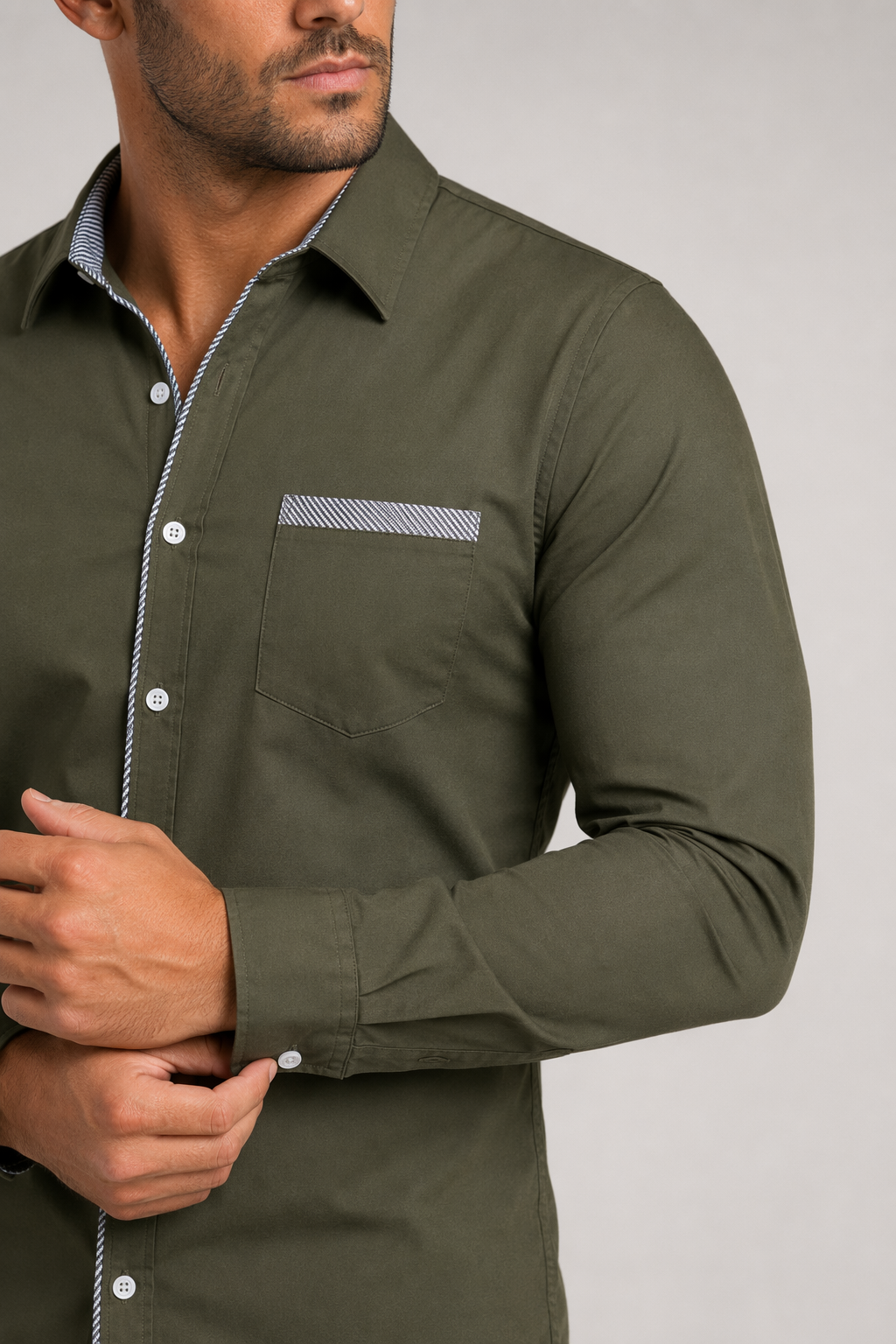 Plus Size dress shirt Army green