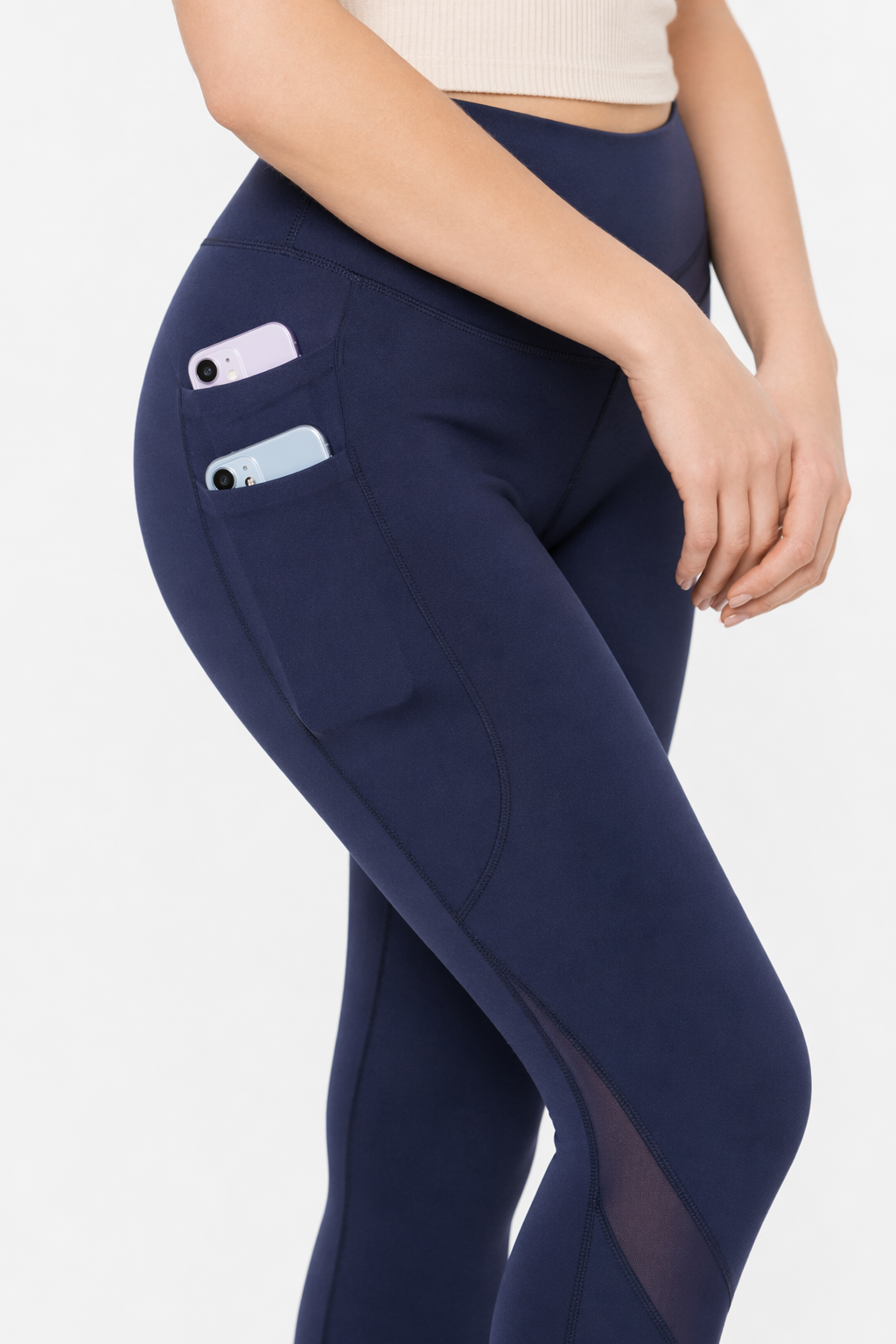 Yoga Leggings with Side Pockets on Both Sides Navy