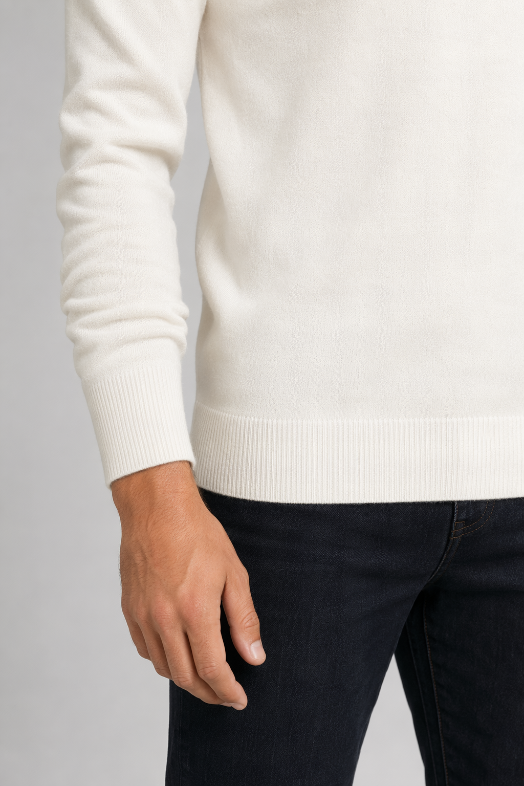 Slim-Fit Turtleneck Sweater for Men White