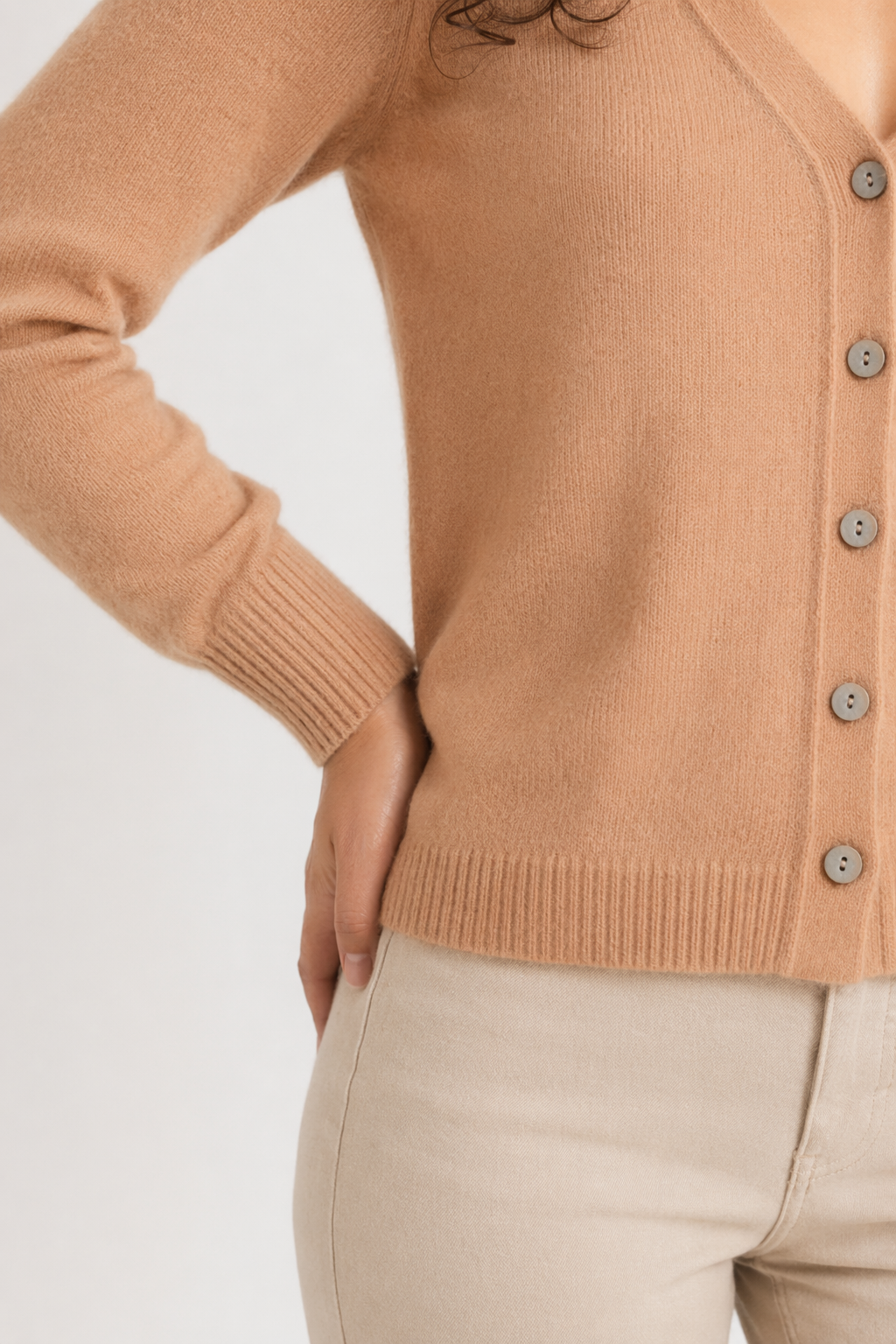 Slim Fit Cardigan for Women - Korean Inspired Design Camel