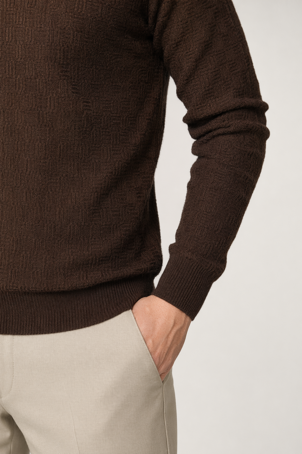 Long Sleeve Casual Men's Shirt Brown