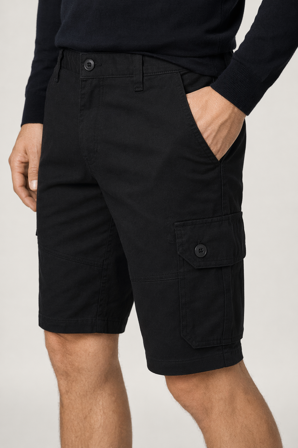Casual Shorts with Multiple Pockets for Men Black