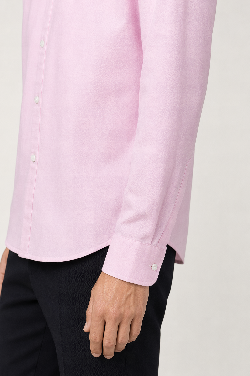 Casual Long Sleeve Button-Up Shirt for Men Pink