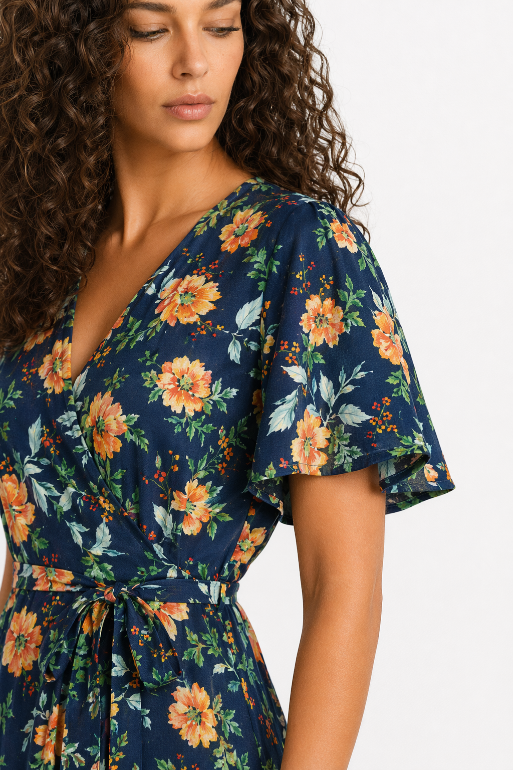 Floral Ruffle Wrap Dress for Women's Summer Fashion Default