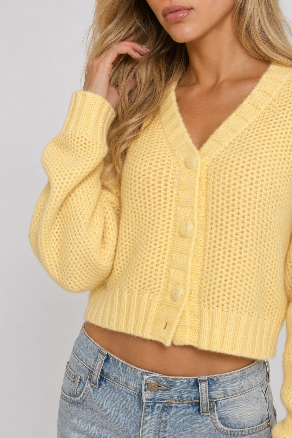 Slim Fit Short Cardigan for Women Yellow