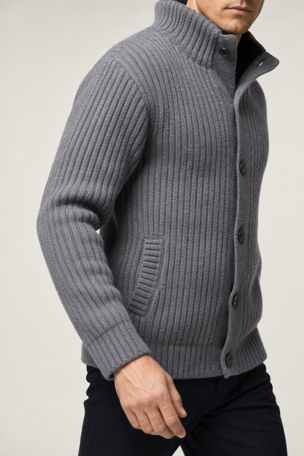 Ultra Cozy Men's Faux Fur Inner Cardigan for Cold Winter Days Dark Gray