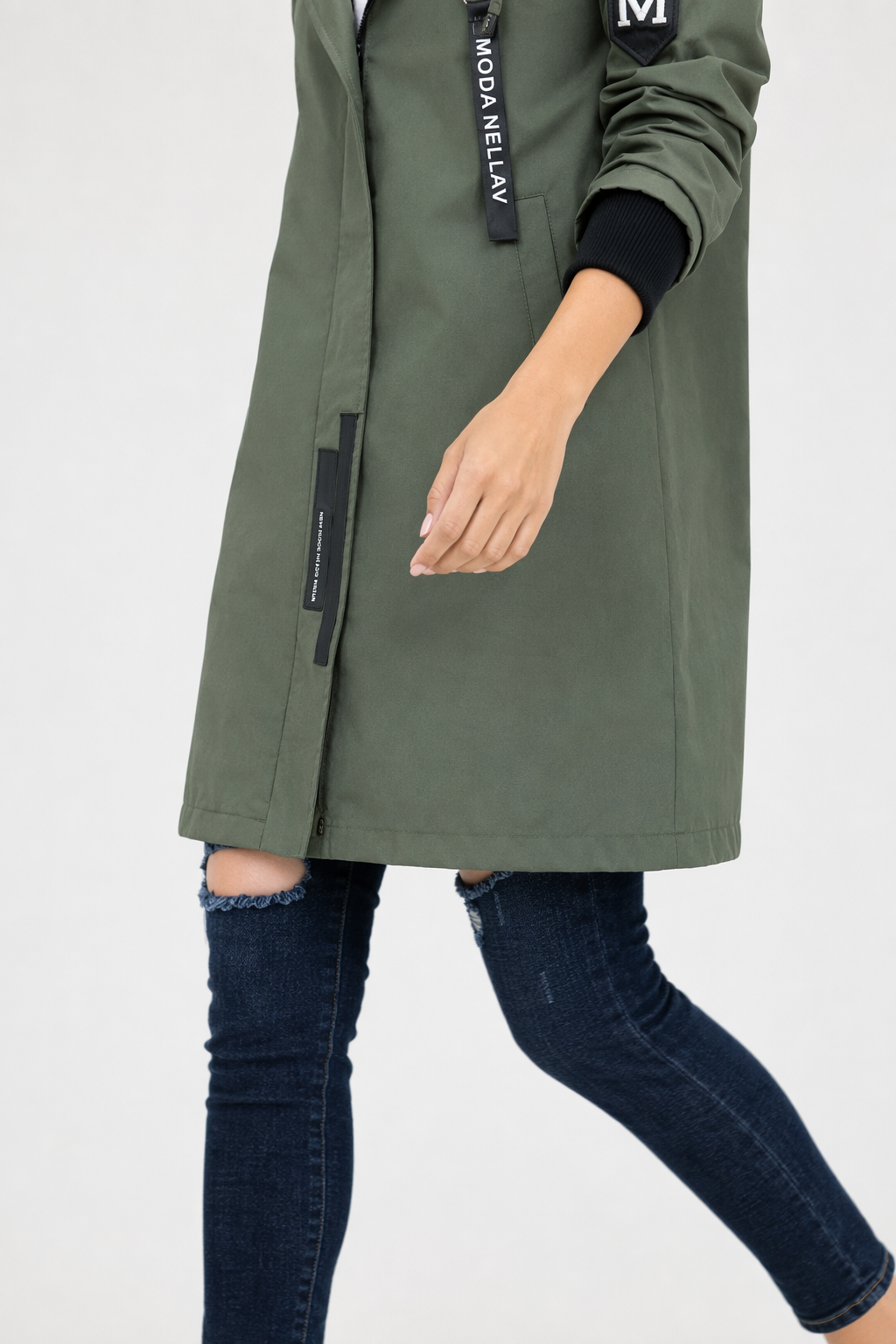 Army Green Women's Zip-Up Casual Hoodie Default
