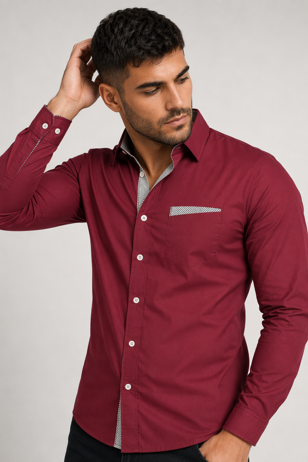 Plus Size dress shirt Burgundy