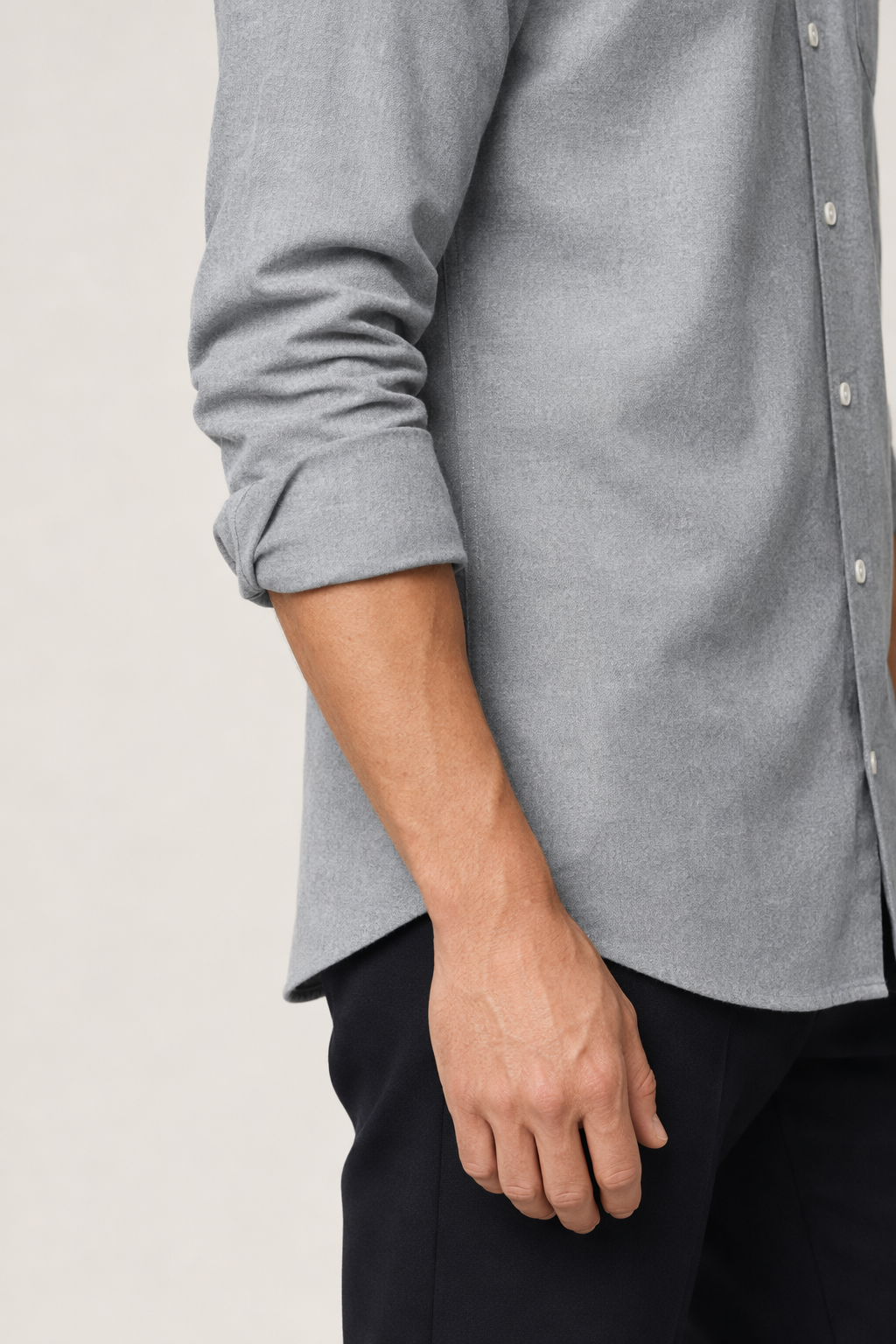 Casual Long Sleeve Button-Up Shirt for Men Gray
