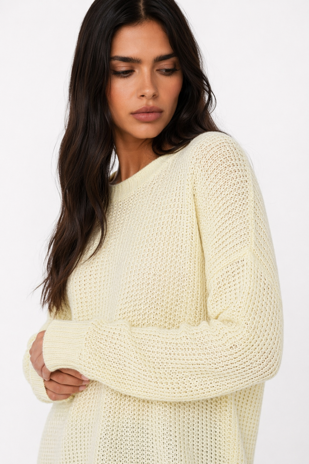 Relaxed Fit Sweater with Round Neckline for Women Default