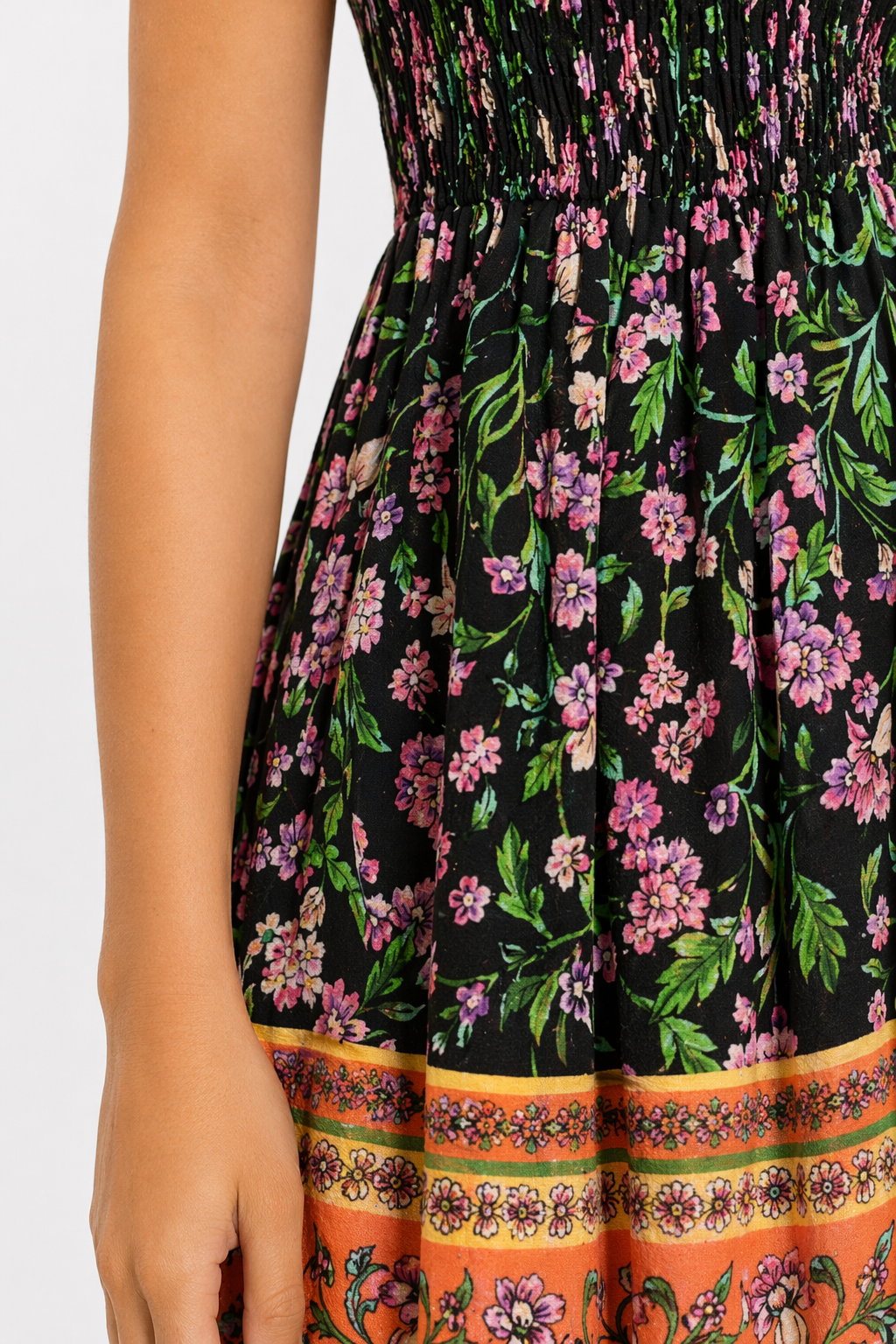 Floral Summer Dress for Women - One-Piece Design Black