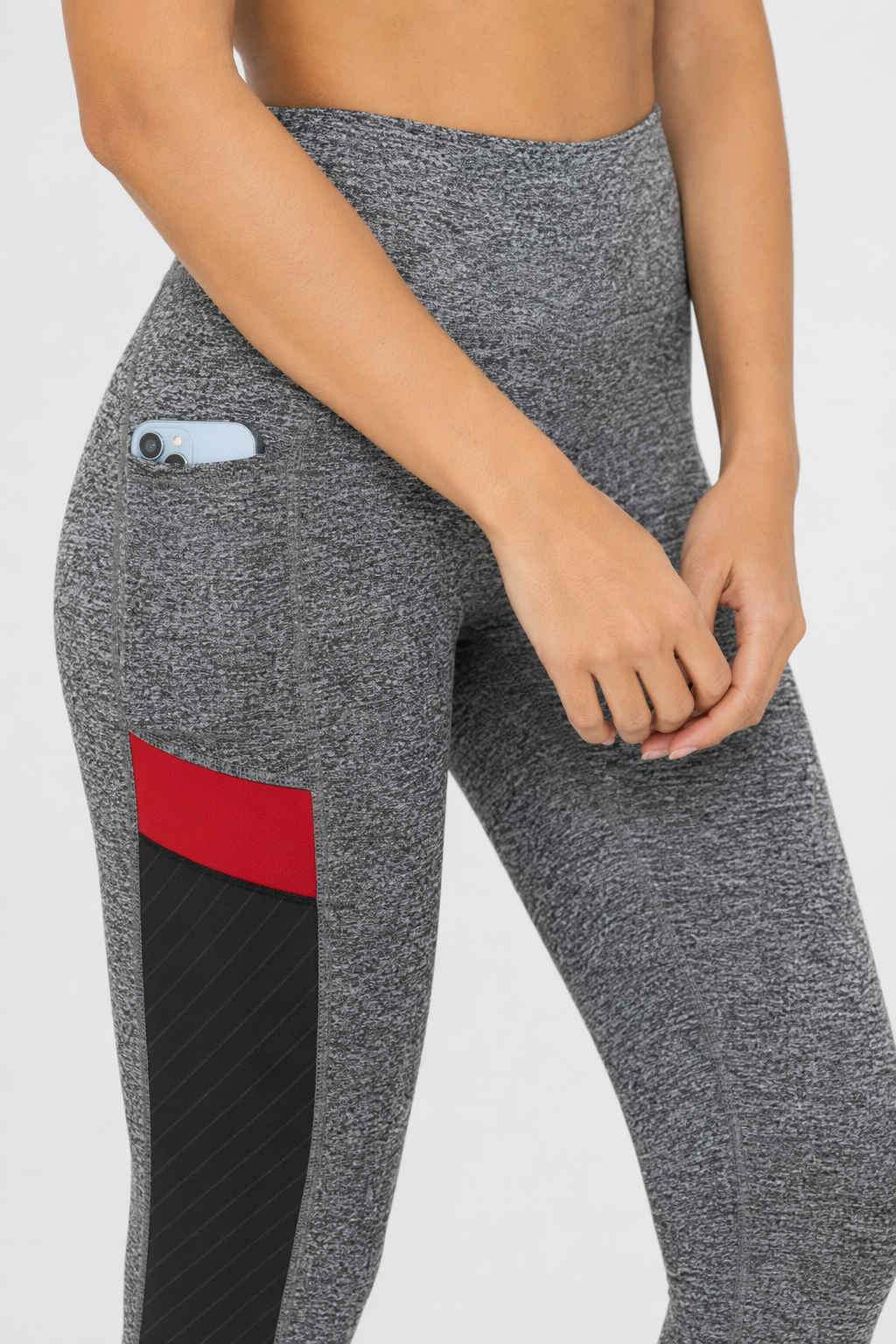 High Waisted Yoga Leggings with Dynamic Fit and Convenient Side Pockets Gray