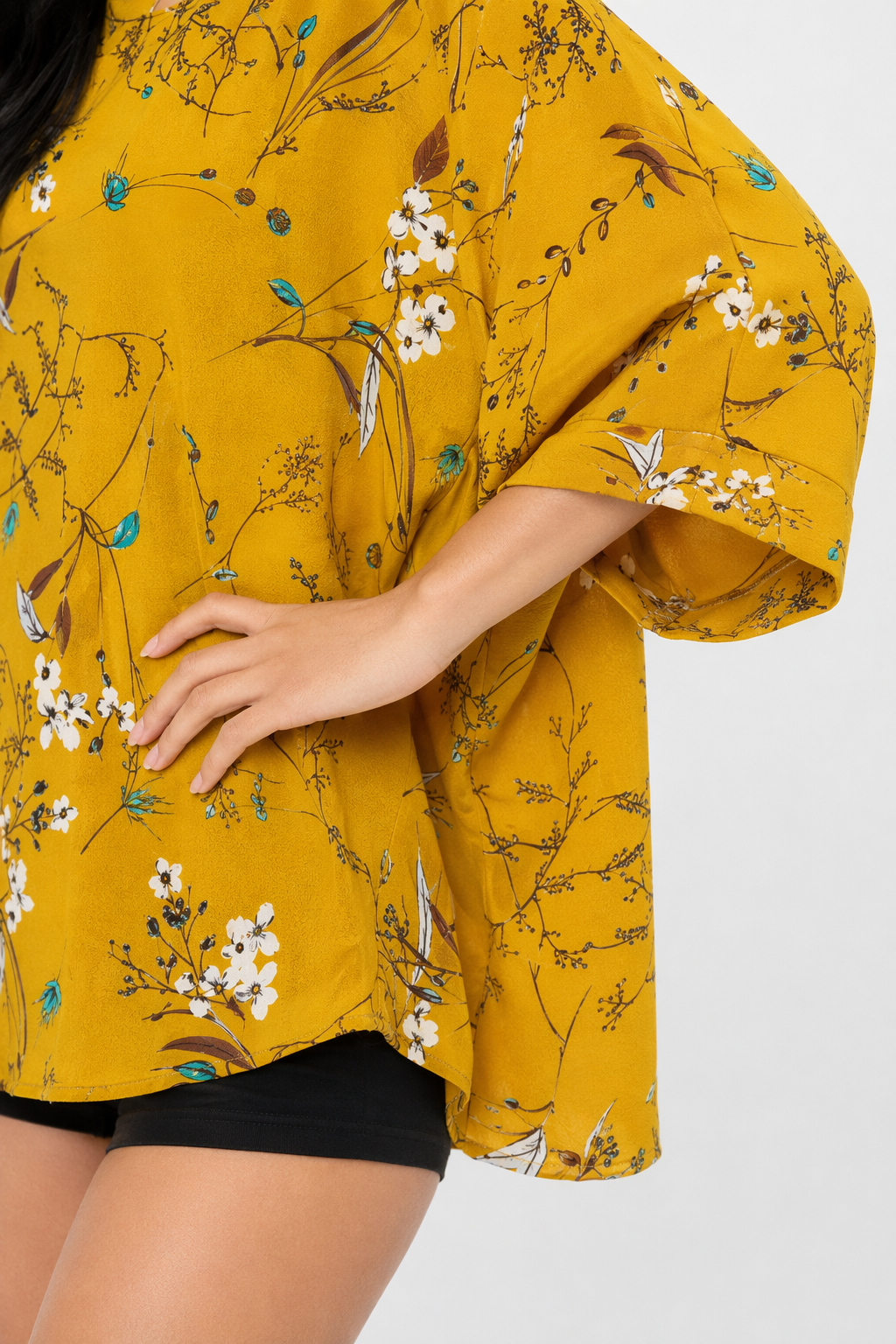 Floral Women's Oversized Blouse Yellow