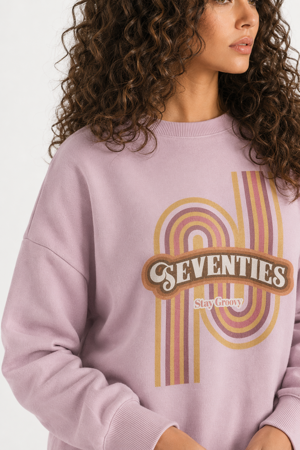 Retro 1970's Women's Crewneck Sweatshirt Light Pink