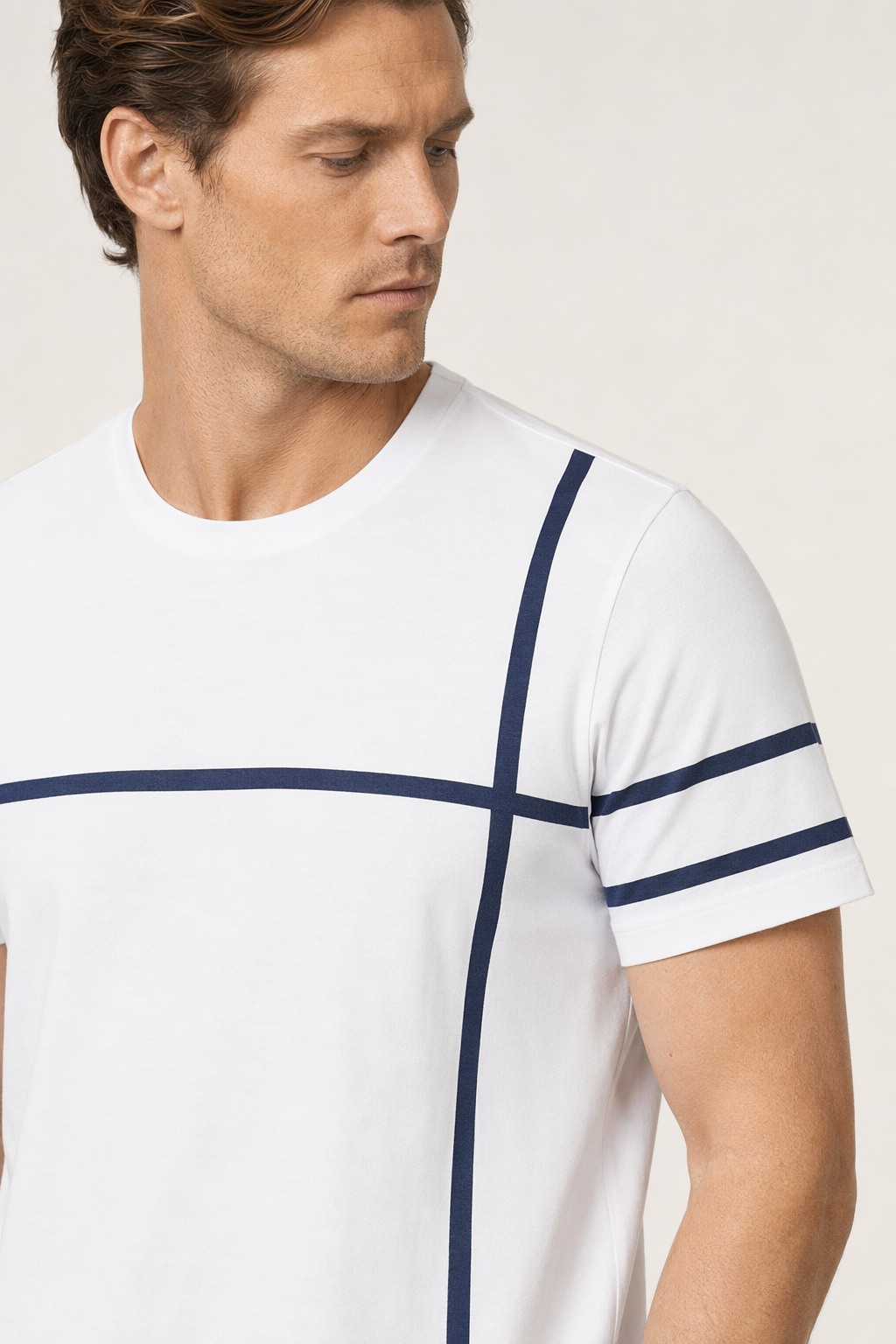 Printed Lines Men's T-Shirt White