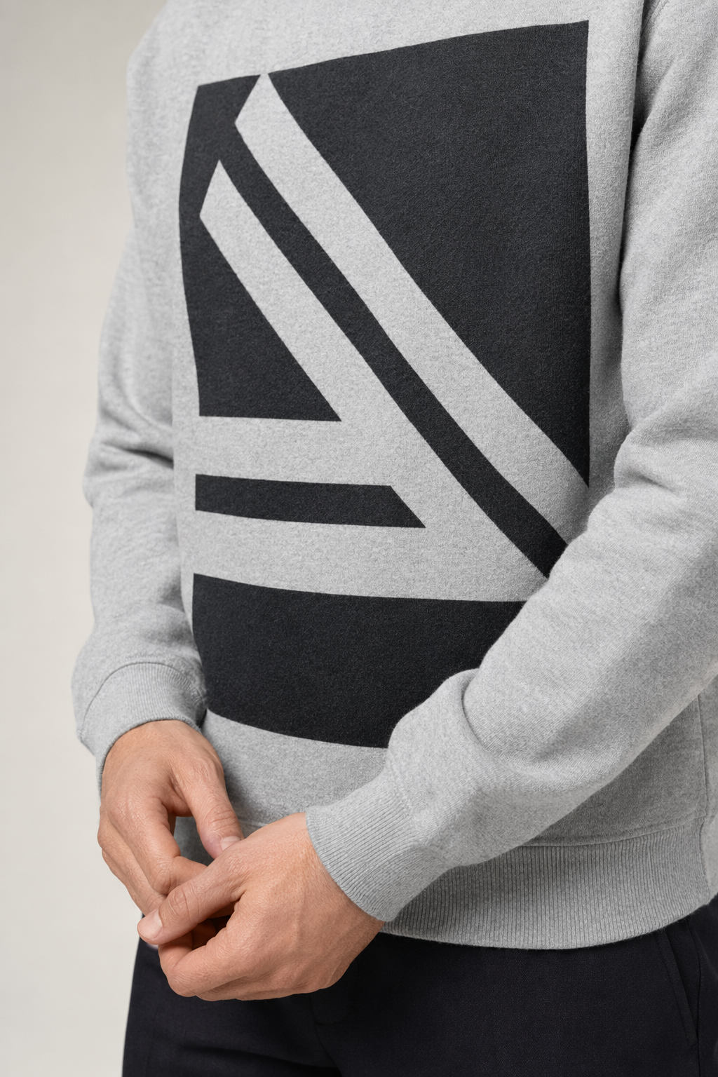 Double Logo Crewneck Sweatshirt for Men Sport Grey