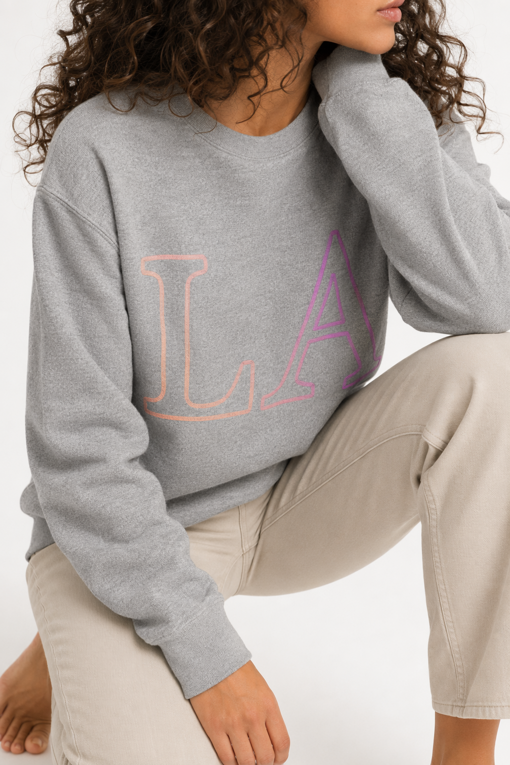 Gradient Crewneck Sweatshirt for Women Sport Grey