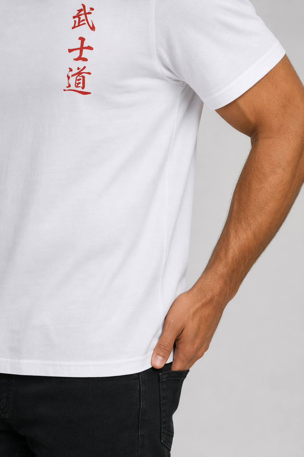 Samurai-Inspired Short Sleeve Tee for Men White