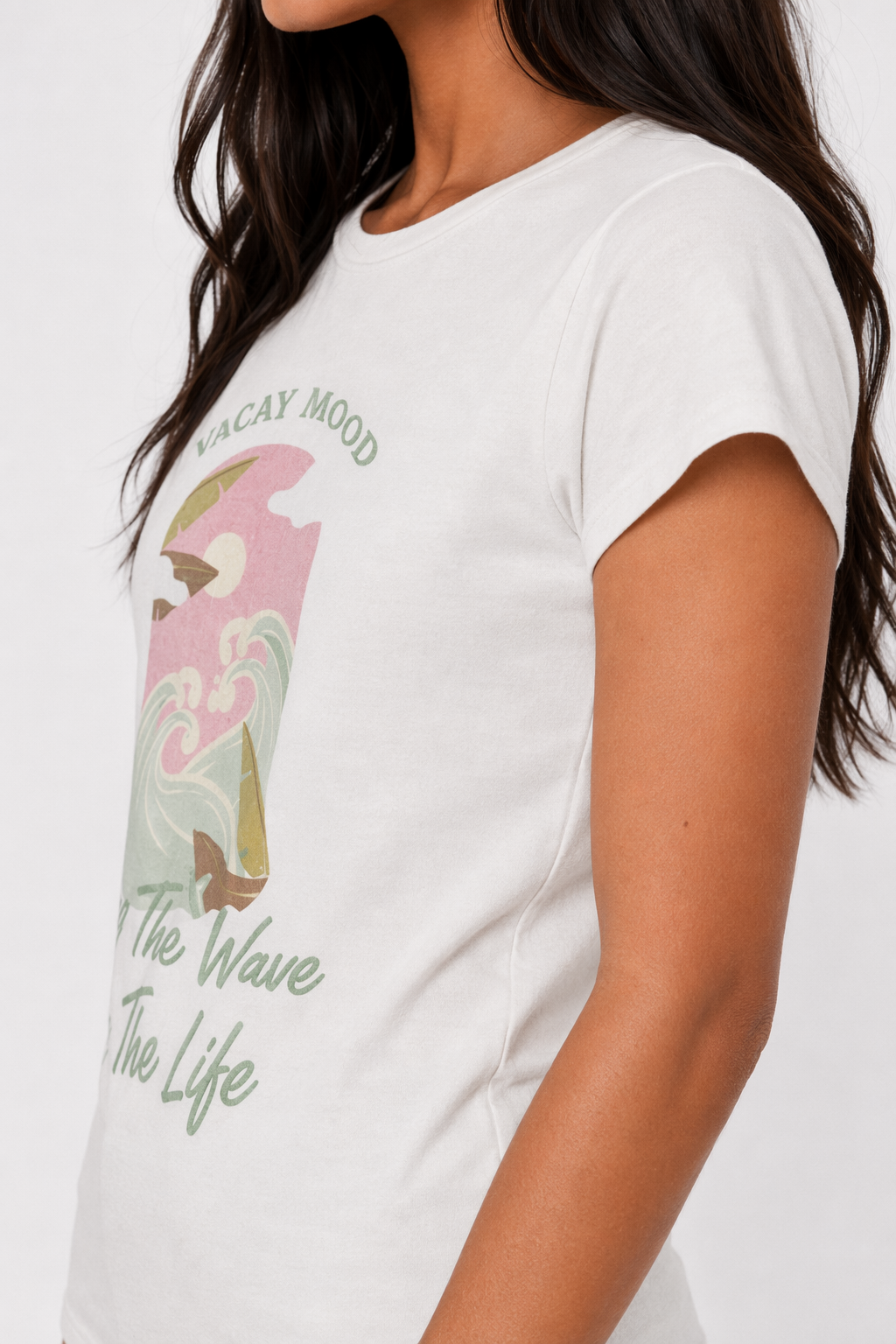 Women's Surf-Inspired Vacation Mood Tee White
