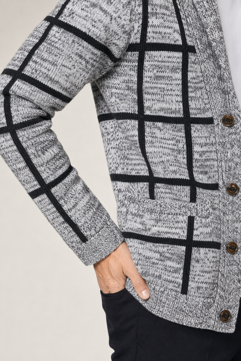 Gray Men's Cardigan with a Shawl Neckline Default