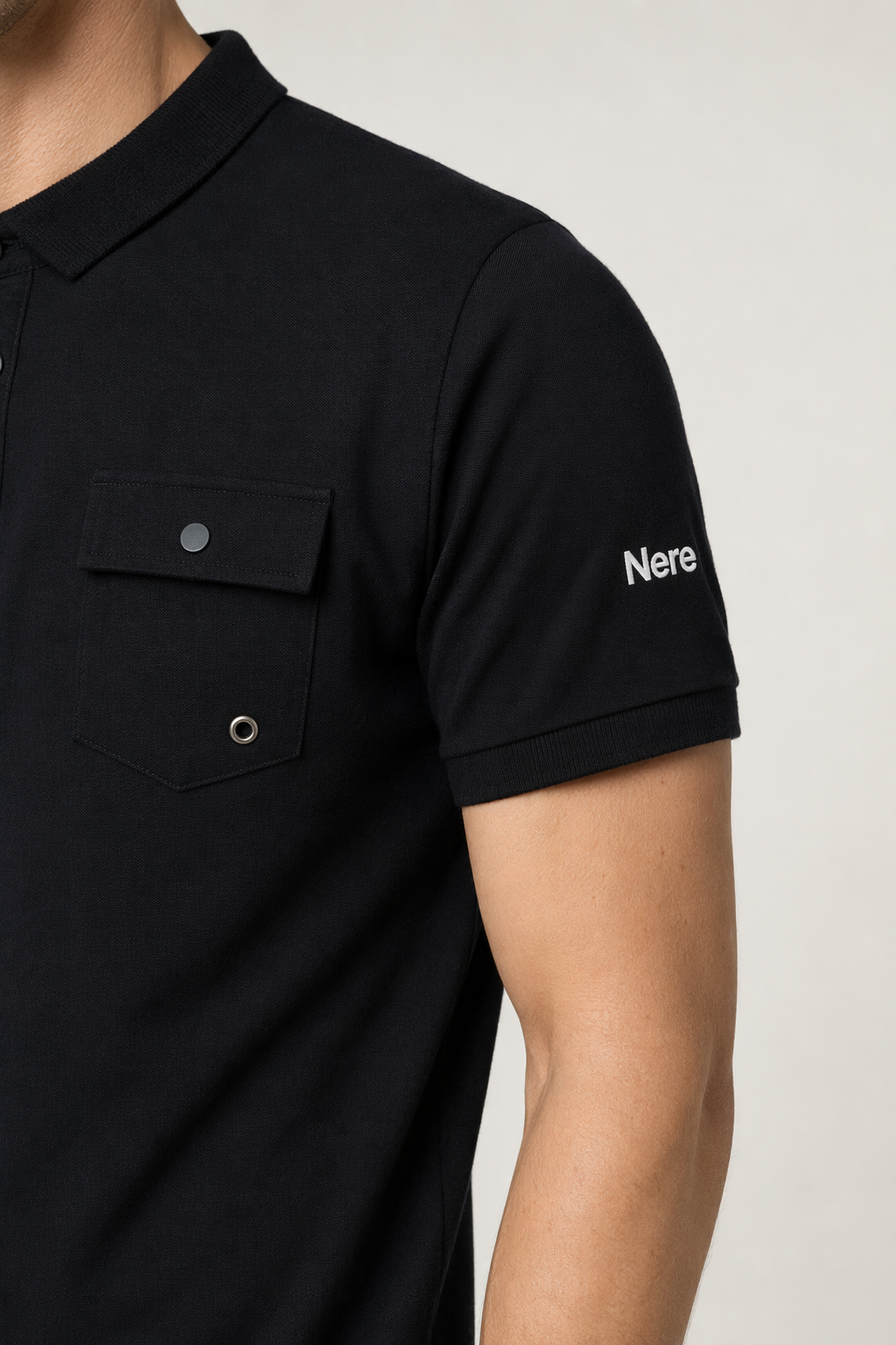 Pocketed Men's Short Sleeve Polo Black
