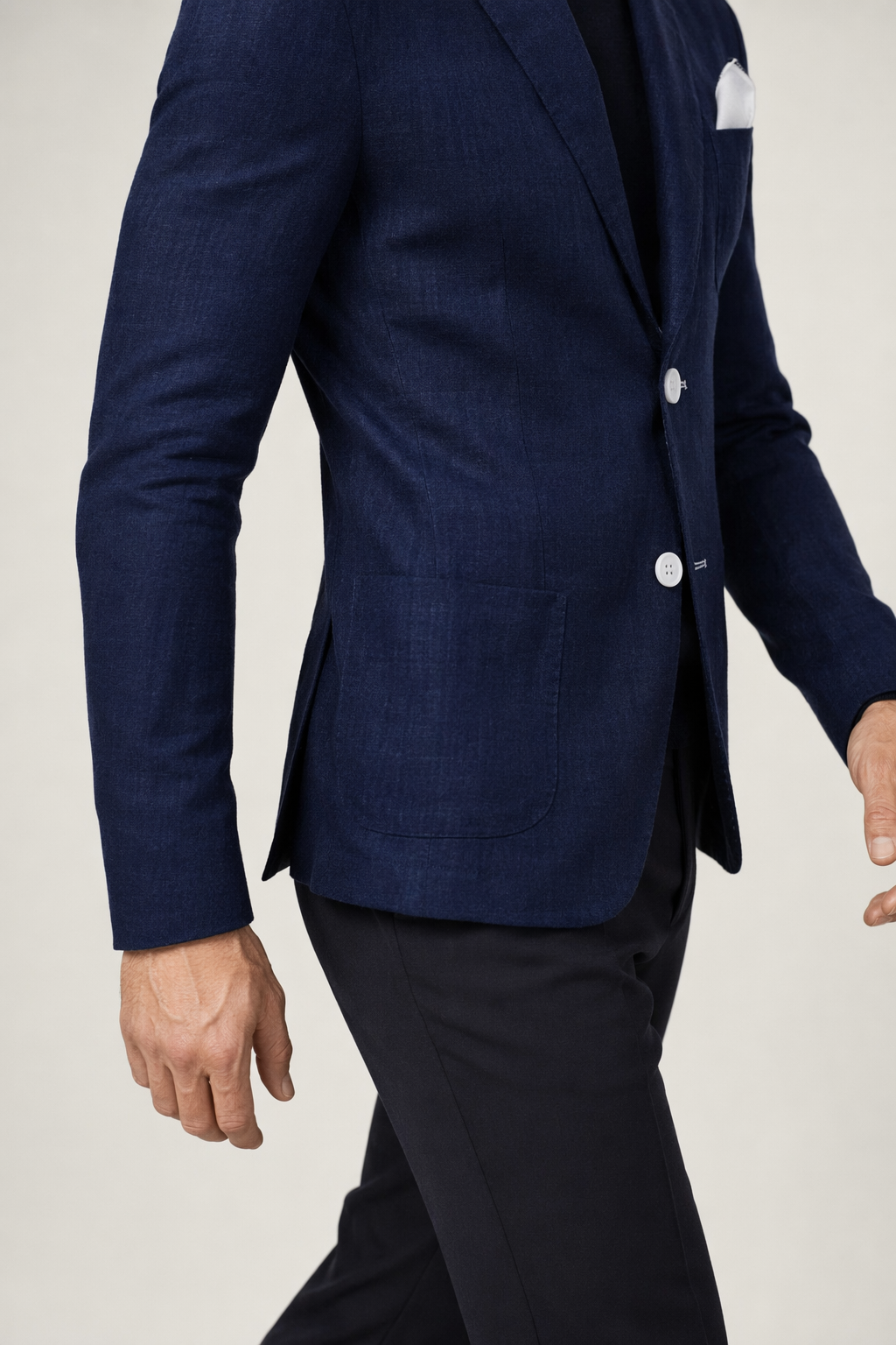 Linen Blazer for Men - Two Button Stylish Jacket Navy