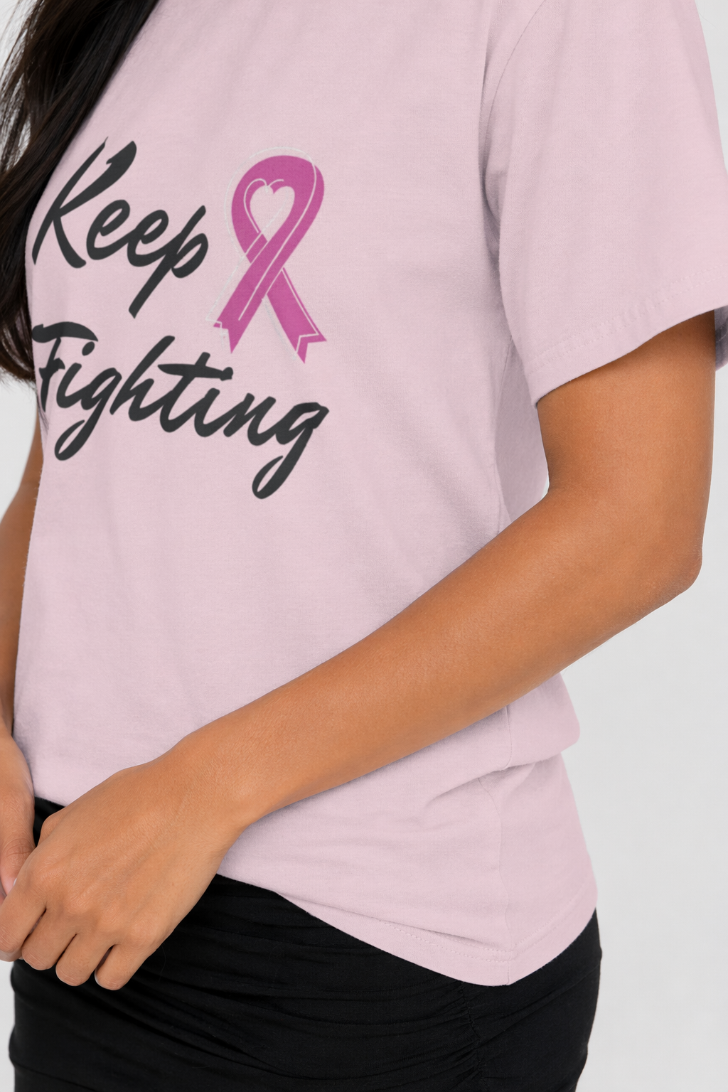 Pink Ribbon Awareness Tee for the Fight Against Cancer Soft Pink