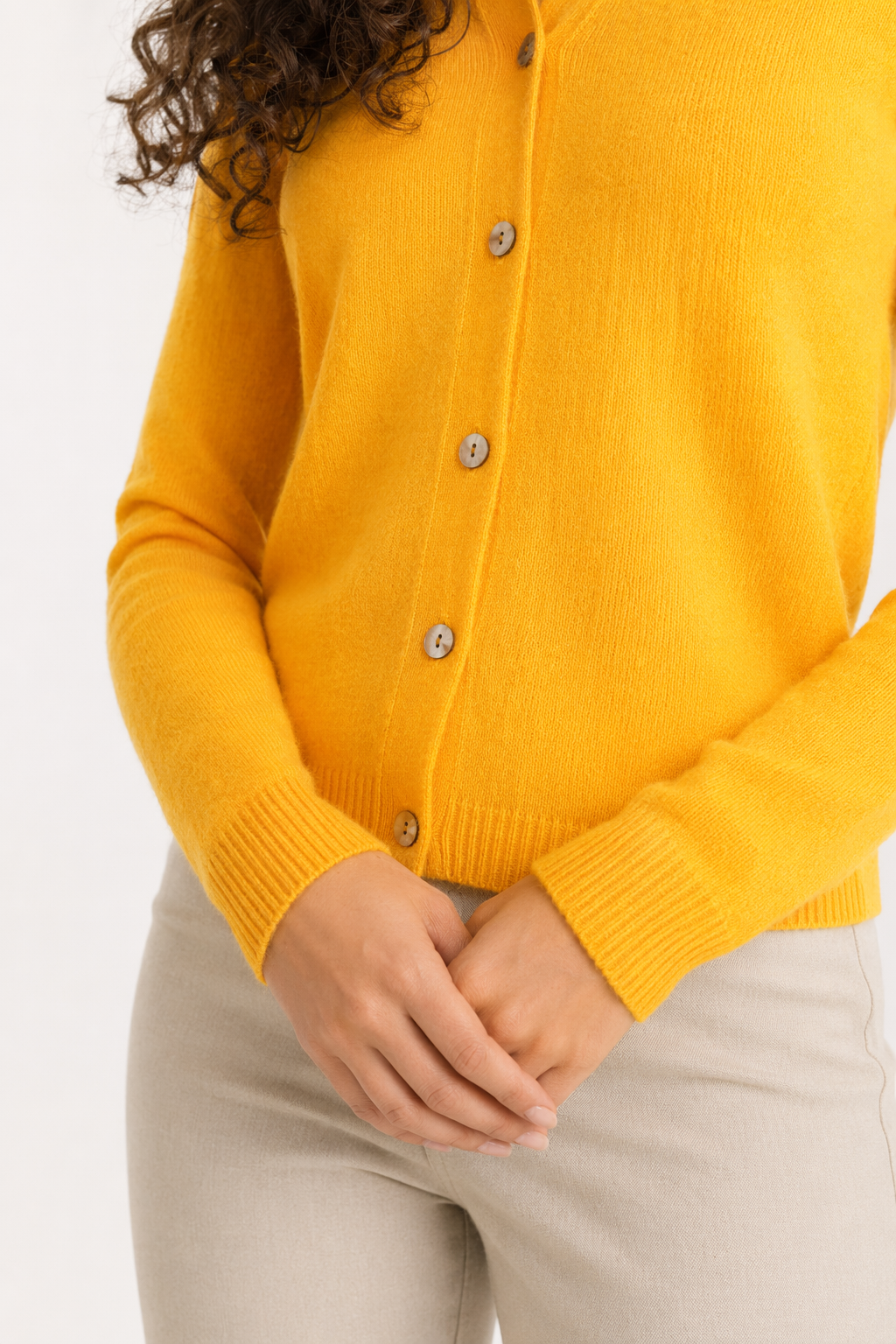Slim Fit Cardigan for Women - Korean Inspired Design Yellow