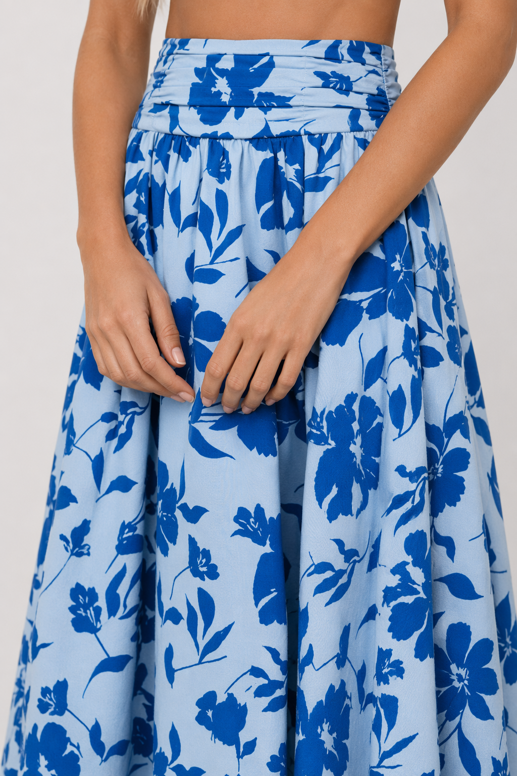 Casual Summer Floral Skirt for Women - Flowy and Distinct Blue