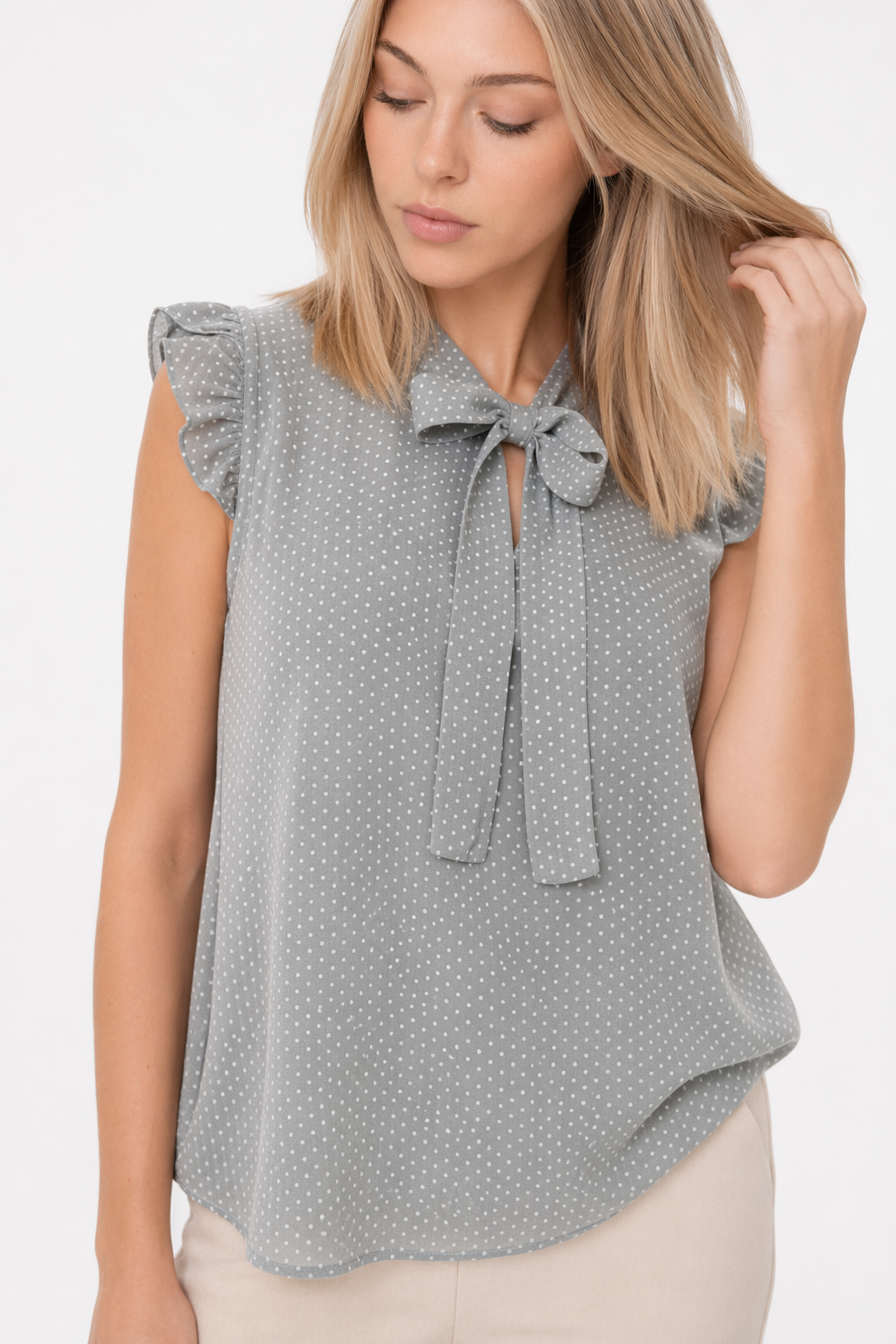 Summer Sleeveless Chiffon Top for Women Gray