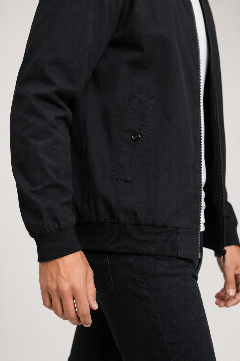 Core Meaning Clear: Men's Windproof Bomber Coat Black