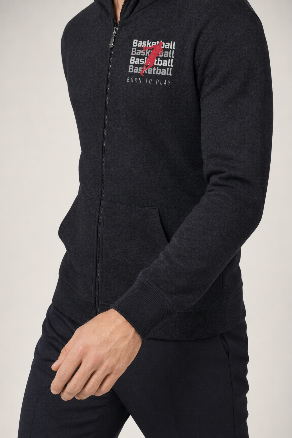 Full-Zip Hooded Sweatshirt for Men's Basketball Players Default
