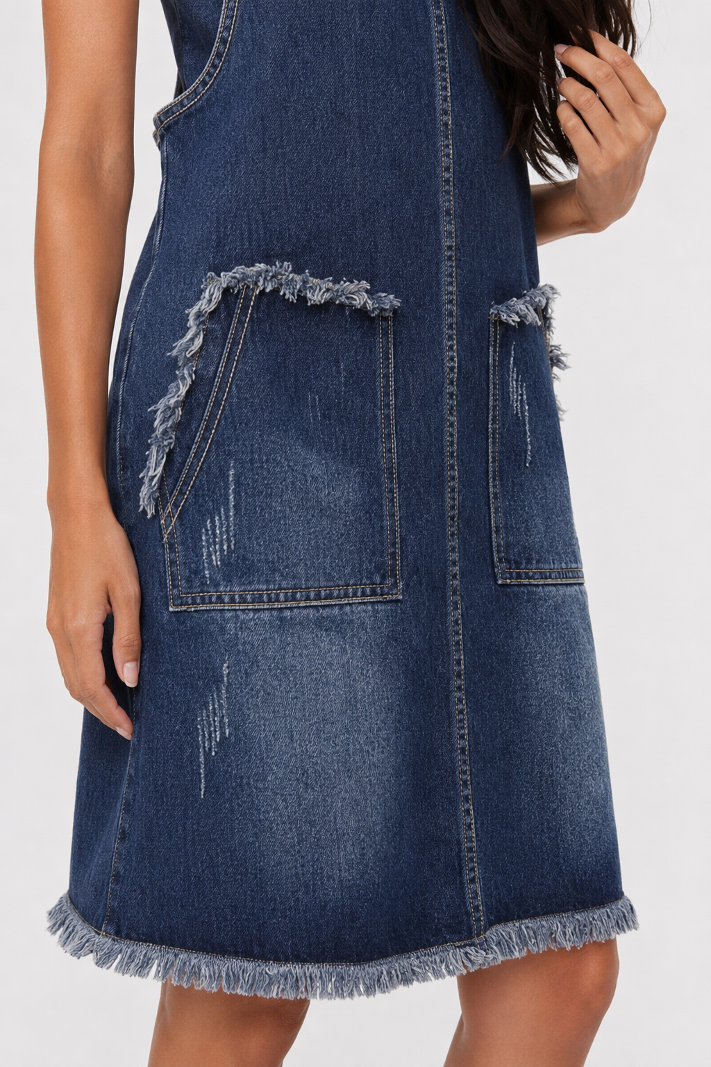 Denim Overall Dress for Women Featuring Convenient Pockets Default